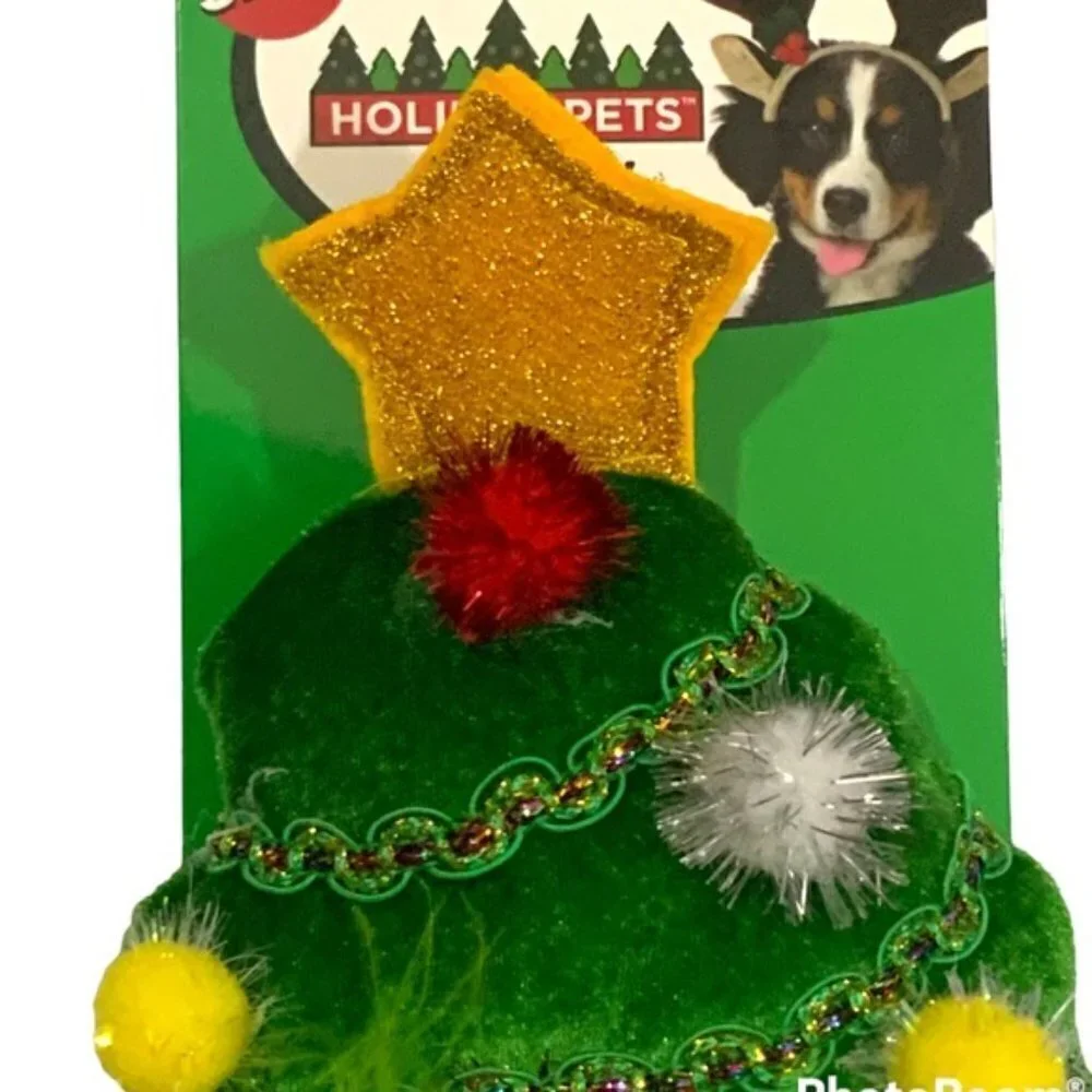 SPOT Dog Christmas Headband Holiday Hat Adjustable Festive Tree Medium / Large